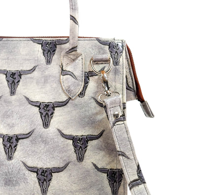 The Opry - All Embossed w/ Smoke Show Skulls-The Opry-Western-Cowhide-Bags-Handmade-Products-Gifts-Dancing Cactus Designs
