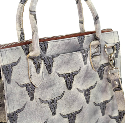 The Opry - All Embossed w/ Smoke Show Skulls-The Opry-Western-Cowhide-Bags-Handmade-Products-Gifts-Dancing Cactus Designs
