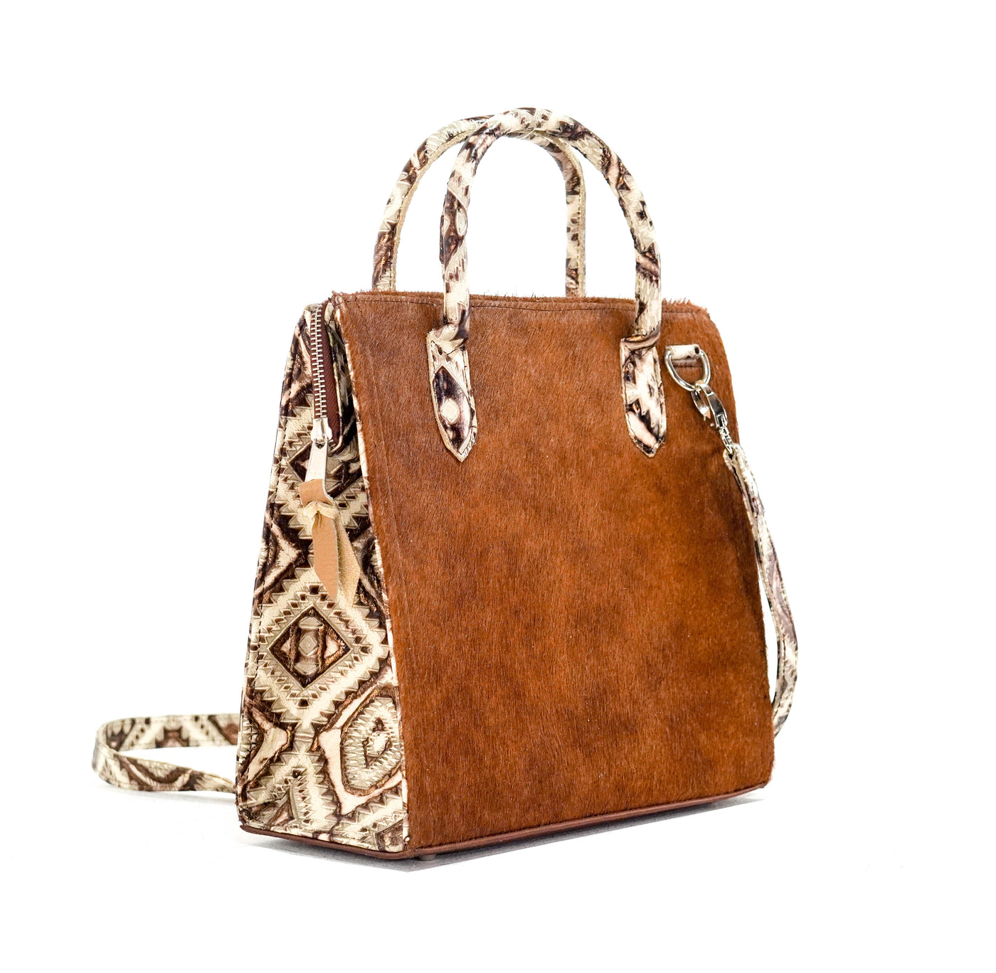 The Opry - Longhorn w/ Ivory & Bronze Aztec-The Opry-Western-Cowhide-Bags-Handmade-Products-Gifts-Dancing Cactus Designs