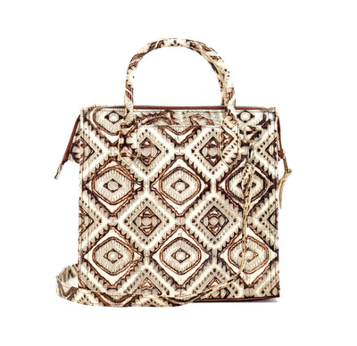 The Opry - Longhorn w/ Ivory & Bronze Aztec-The Opry-Western-Cowhide-Bags-Handmade-Products-Gifts-Dancing Cactus Designs