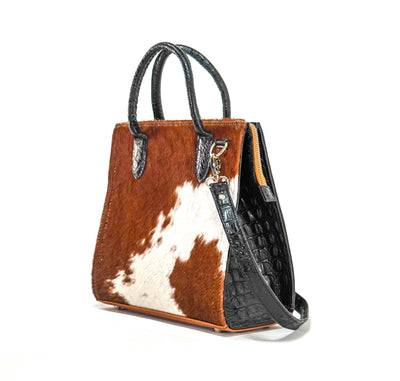 The Opry - Longhorn w/ Onyx Croc-The Opry-Western-Cowhide-Bags-Handmade-Products-Gifts-Dancing Cactus Designs