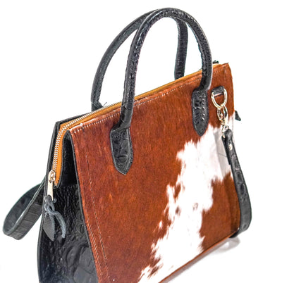 The Opry - Longhorn w/ Onyx Croc-The Opry-Western-Cowhide-Bags-Handmade-Products-Gifts-Dancing Cactus Designs
