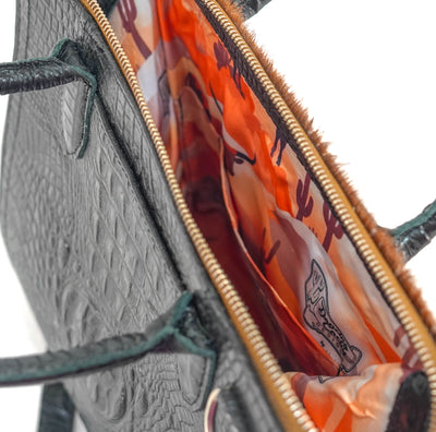 The Opry - Longhorn w/ Onyx Croc-The Opry-Western-Cowhide-Bags-Handmade-Products-Gifts-Dancing Cactus Designs