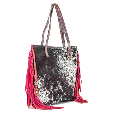 Trisha - Black & White w/ No Embossed-Trisha-Western-Cowhide-Bags-Handmade-Products-Gifts-Dancing Cactus Designs