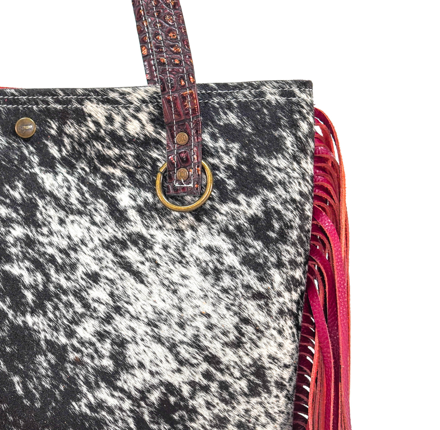 Trisha - Black & White w/ No Embossed-Trisha-Western-Cowhide-Bags-Handmade-Products-Gifts-Dancing Cactus Designs