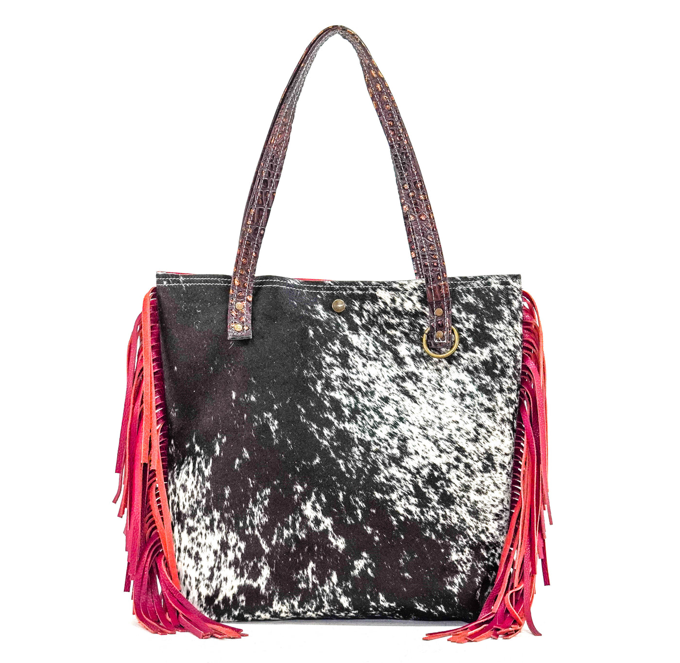 Trisha - Black & White w/ No Embossed-Trisha-Western-Cowhide-Bags-Handmade-Products-Gifts-Dancing Cactus Designs