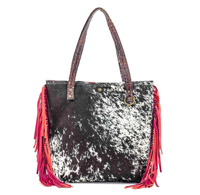 Trisha - Black & White w/ No Embossed-Trisha-Western-Cowhide-Bags-Handmade-Products-Gifts-Dancing Cactus Designs