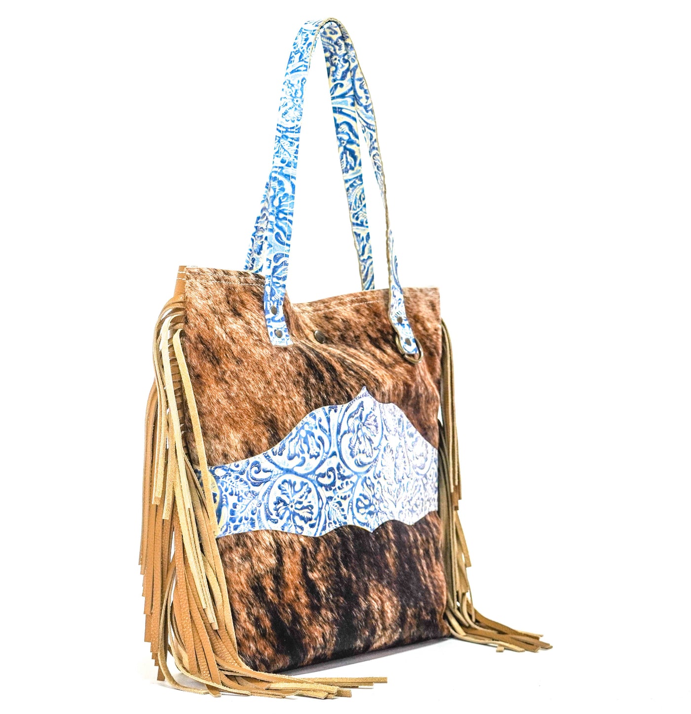 Trisha - Brindle w/ Galaxy Tool-Trisha-Western-Cowhide-Bags-Handmade-Products-Gifts-Dancing Cactus Designs