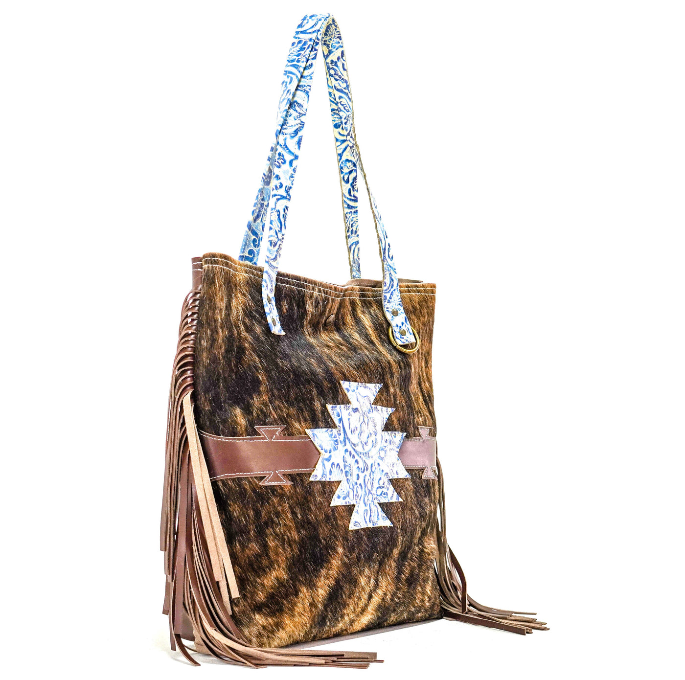 Trisha - Brindle w/ Galaxy Tool-Trisha-Western-Cowhide-Bags-Handmade-Products-Gifts-Dancing Cactus Designs