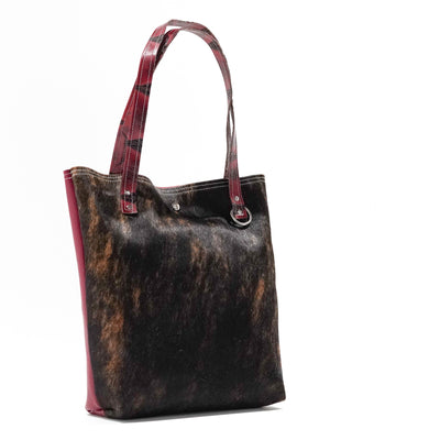 Trisha - Dark Brindle w/ Burgundy Skulls-Trisha-Western-Cowhide-Bags-Handmade-Products-Gifts-Dancing Cactus Designs