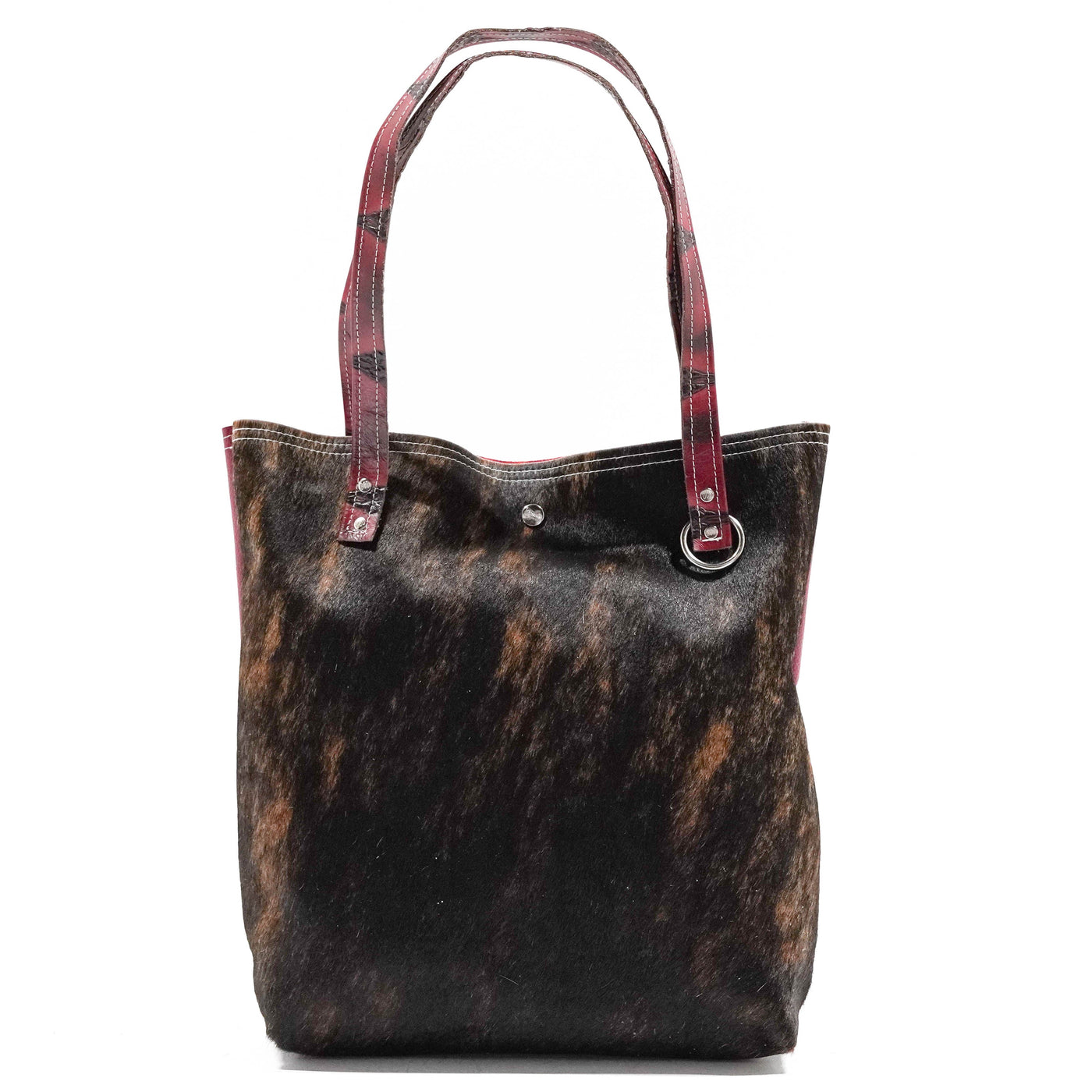 Trisha - Dark Brindle w/ Burgundy Skulls-Trisha-Western-Cowhide-Bags-Handmade-Products-Gifts-Dancing Cactus Designs