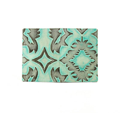 Waylon Wallet - All Embossed w/ Mint Laredo-Waylon Wallet-Western-Cowhide-Bags-Handmade-Products-Gifts-Dancing Cactus Designs