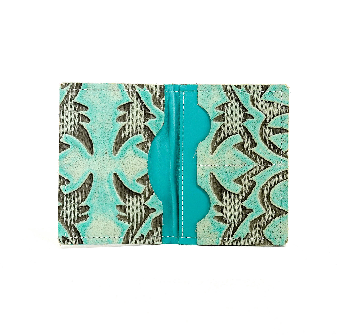 Waylon Wallet - All Embossed w/ Mint Laredo-Waylon Wallet-Western-Cowhide-Bags-Handmade-Products-Gifts-Dancing Cactus Designs