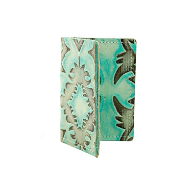Waylon Wallet - All Embossed w/ Mint Laredo-Waylon Wallet-Western-Cowhide-Bags-Handmade-Products-Gifts-Dancing Cactus Designs
