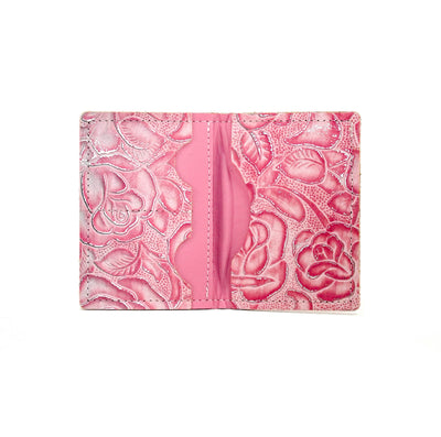 Waylon Wallet - All Embossed w/ Pink Roses-Waylon Wallet-Western-Cowhide-Bags-Handmade-Products-Gifts-Dancing Cactus Designs