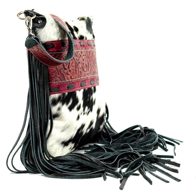 Wynonna - Black & White w/ Red Tool-Wynonna-Western-Cowhide-Bags-Handmade-Products-Gifts-Dancing Cactus Designs