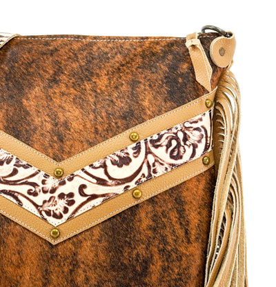 Wynonna - Red Brindle w/ Ivory tool-Wynonna-Western-Cowhide-Bags-Handmade-Products-Gifts-Dancing Cactus Designs