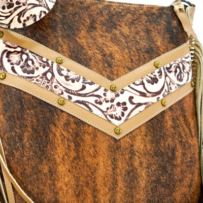 Wynonna - Red Brindle w/ Ivory tool-Wynonna-Western-Cowhide-Bags-Handmade-Products-Gifts-Dancing Cactus Designs