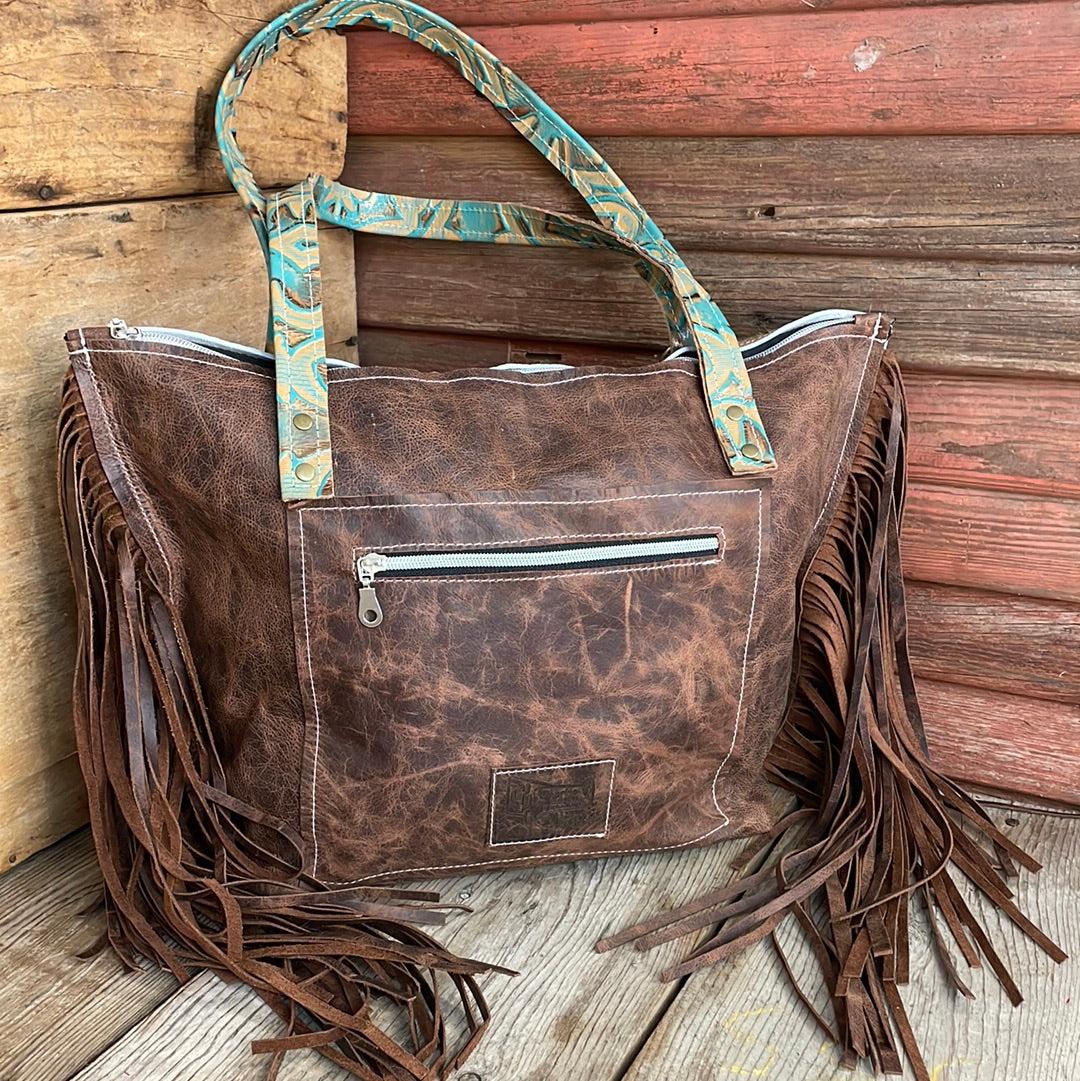 040 June - Palomino w/ Agave Laredo & Buffalo Design-June-Western-Cowhide-Bags-Handmade-Products-Gifts-Dancing Cactus Designs