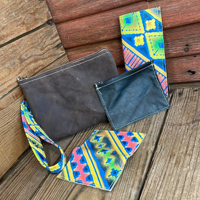 Accessory Set - w/ Neon Trip Navajo-Accessory Set-Western-Cowhide-Bags-Handmade-Products-Gifts-Dancing Cactus Designs