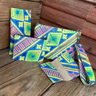 Accessory Set - w/ Neon Trip Navajo-Accessory Set-Western-Cowhide-Bags-Handmade-Products-Gifts-Dancing Cactus Designs