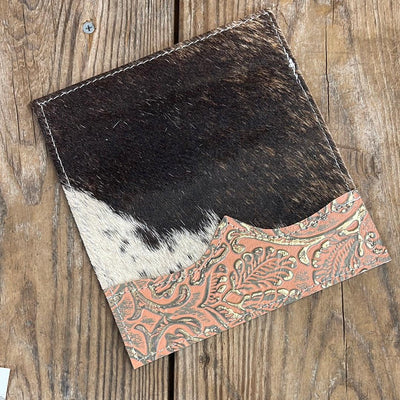 Checkbook Cover - Brindle w/ Grapefruit Tool-Checkbook Cover-Western-Cowhide-Bags-Handmade-Products-Gifts-Dancing Cactus Designs