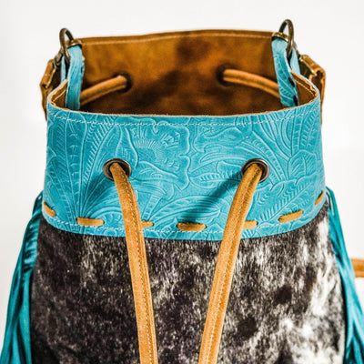 Gabby - Oil Spot w/ Turquoise Denver Tool-Gabby-Western-Cowhide-Bags-Handmade-Products-Gifts-Dancing Cactus Designs