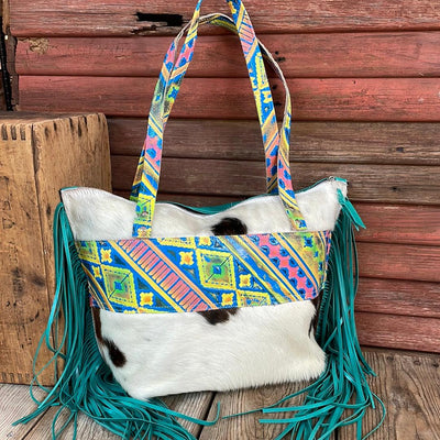 June - Tricolor w/ Neon Trip Navajo-June-Western-Cowhide-Bags-Handmade-Products-Gifts-Dancing Cactus Designs